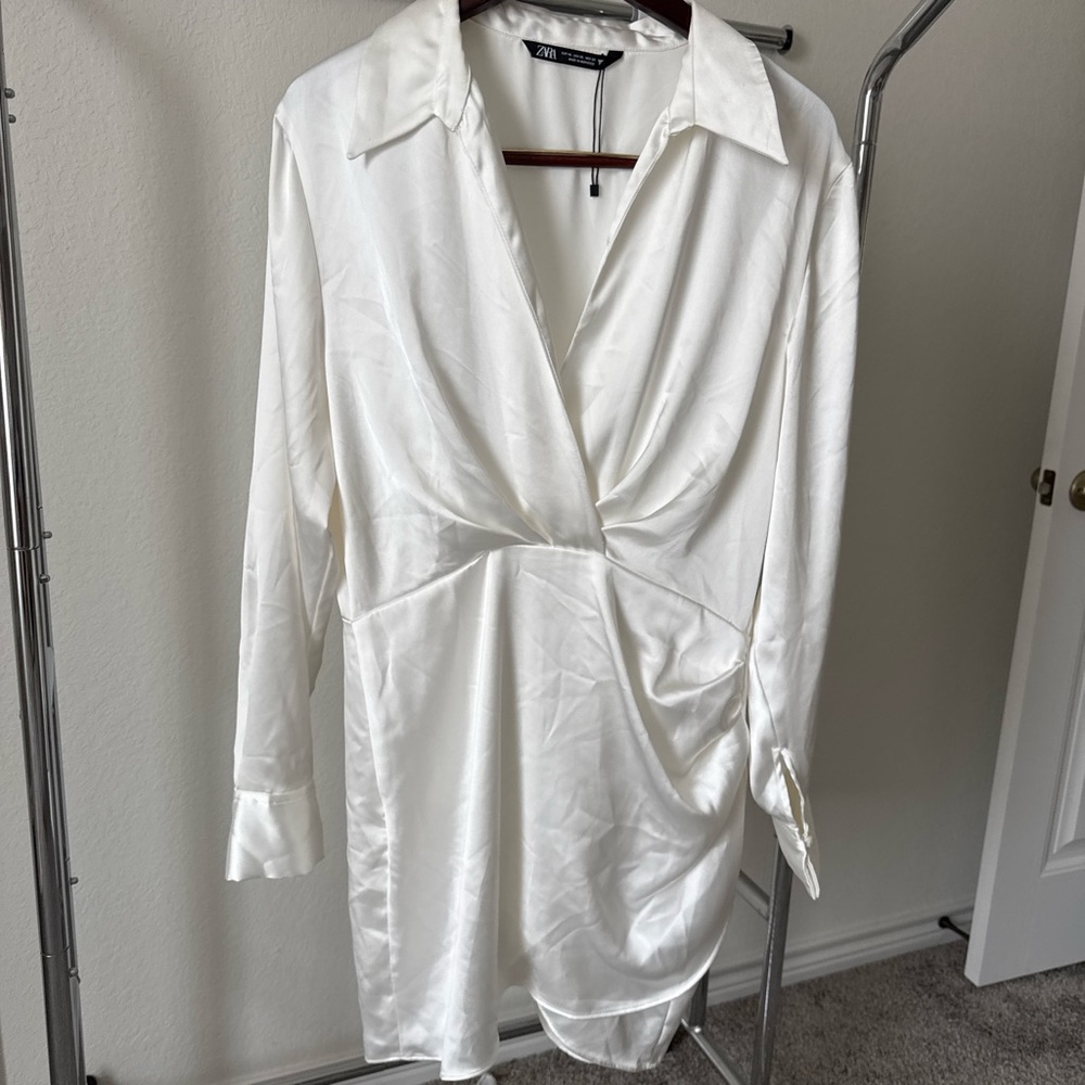 Zara Ivory Satin Blouse